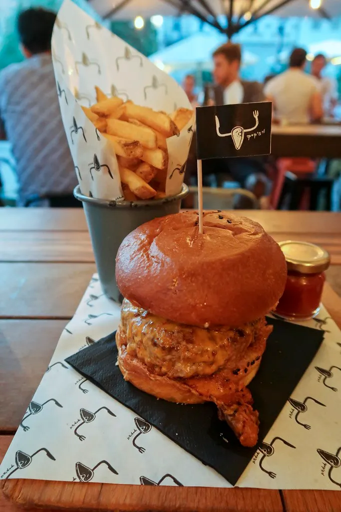 Silverton Burger at Pop's Place, the best burger in Ljubljana, on a house-baked brioche bun (photographed in 2019)