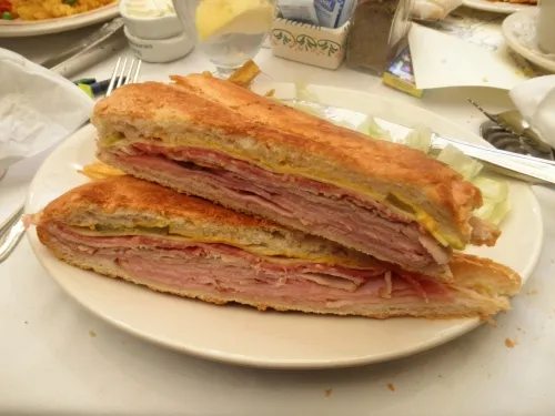 Cuban bread sandwich reference — Cuban bread used for authentic frita, alt: Cuban bread frita cubana Miami