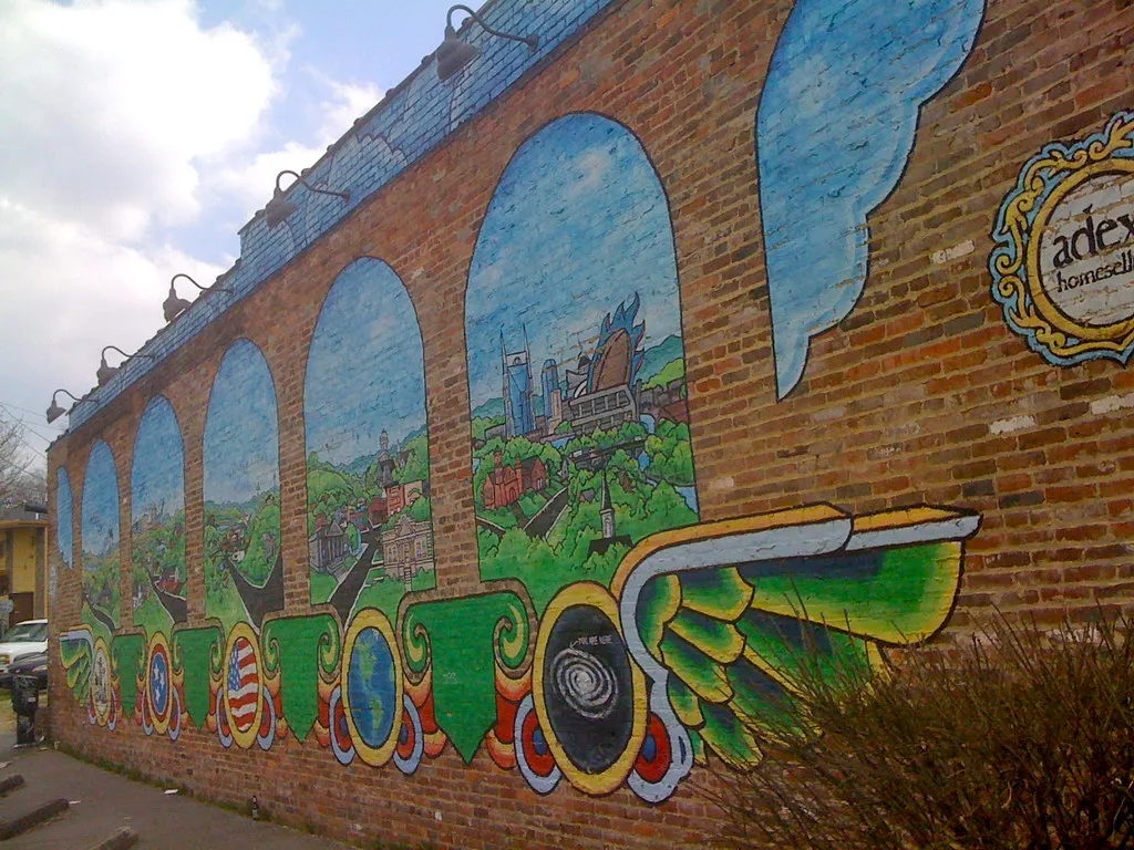 Street scene in East Nashville, the neighborhood with five of the ten best burger spots in Nashville