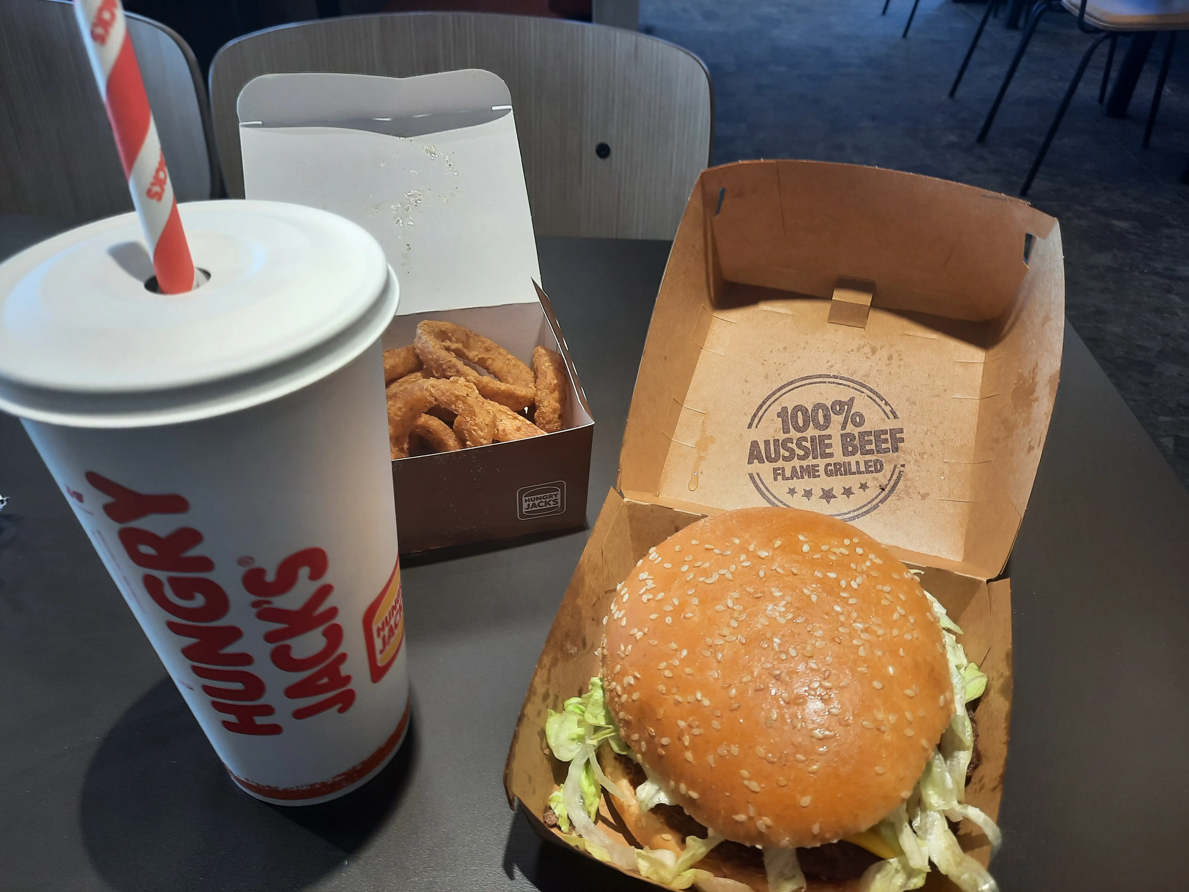 Hungry Jack’s Whopper meal with onion rings in Western Australia