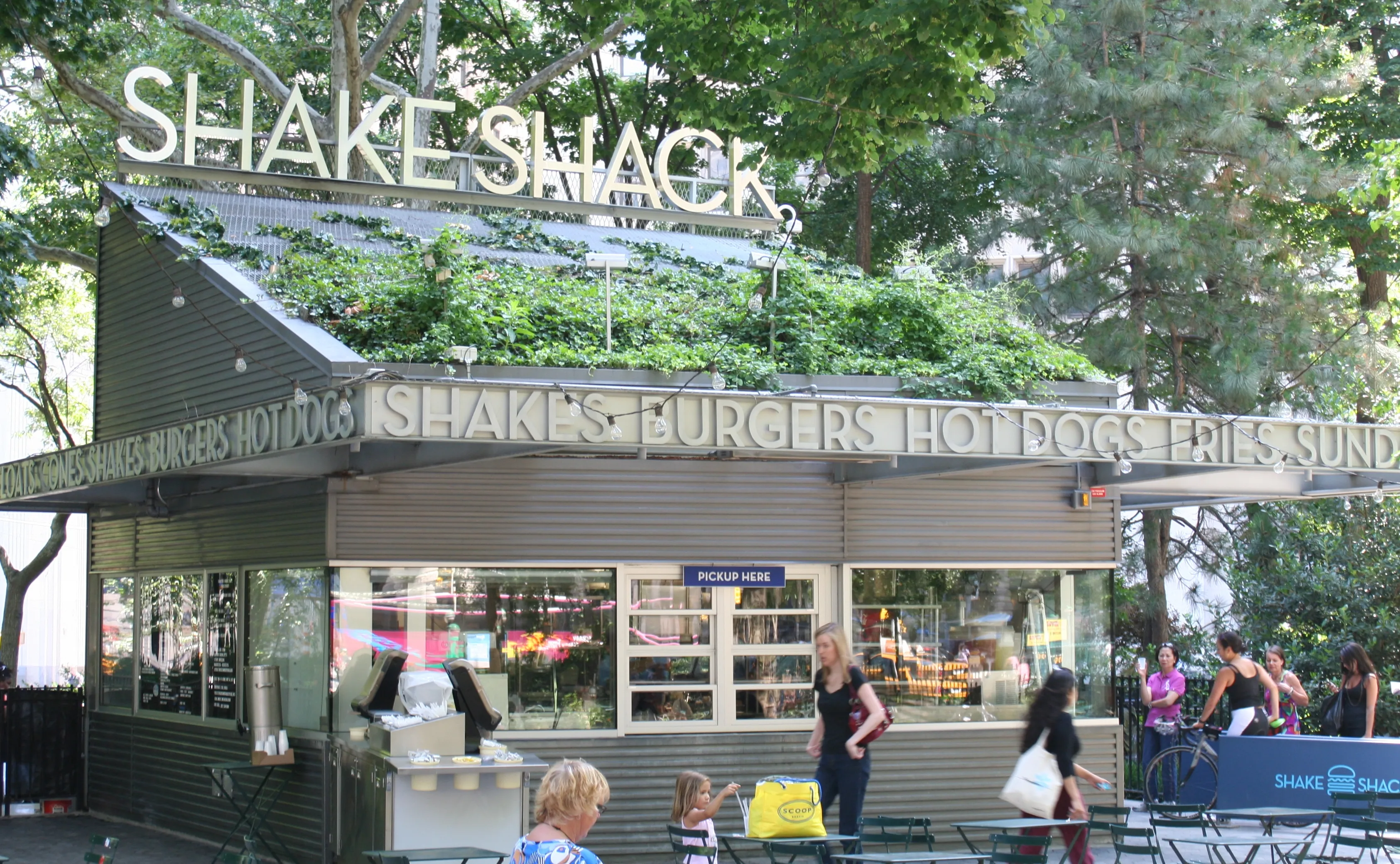 Original Shake Shack kiosk in Madison Square Park New York, birthplace of the premium roadside burger stand since 2004