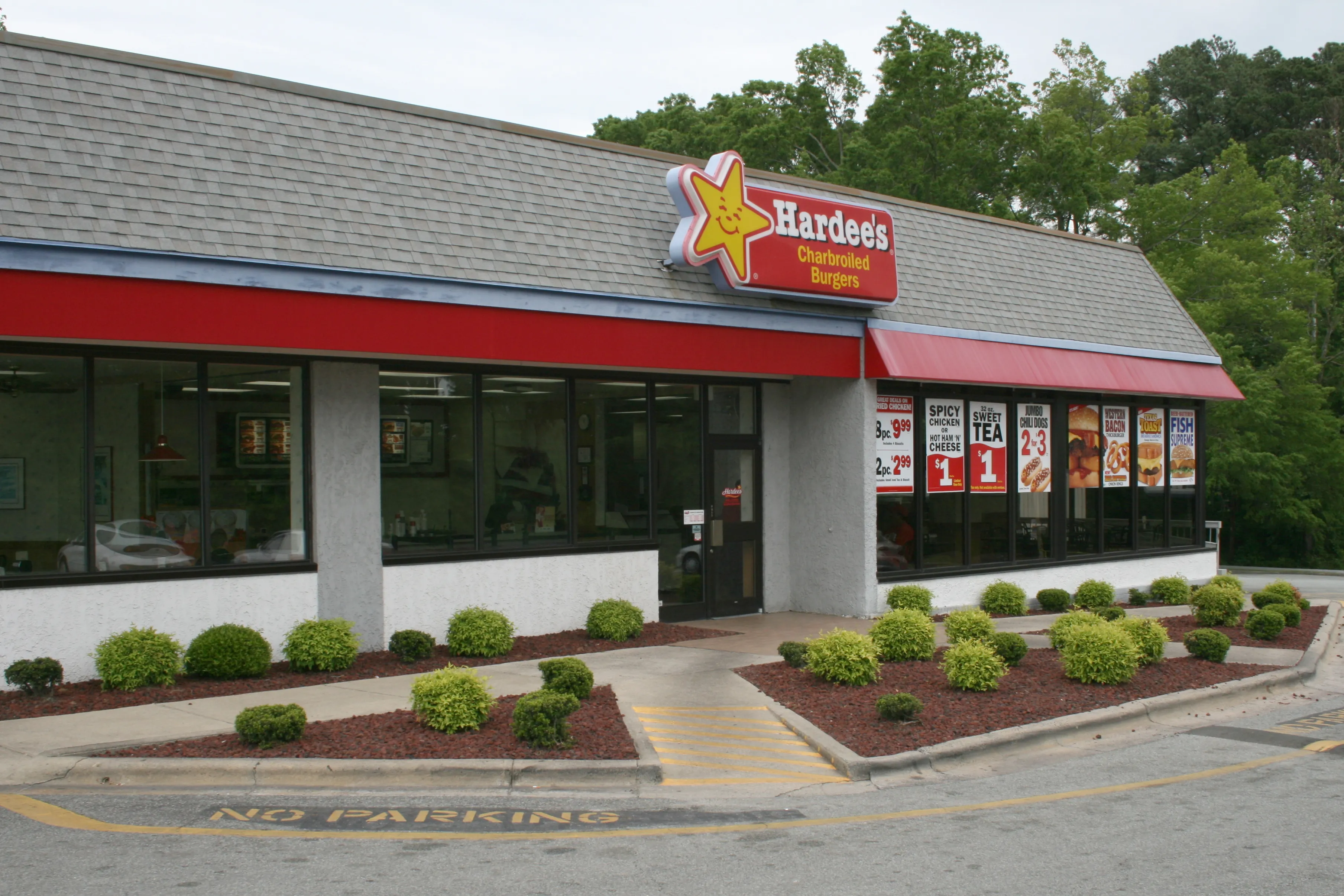 Hardee’s restaurant in Durham, North Carolina, under its Charbroiled Burgers sign in 2009