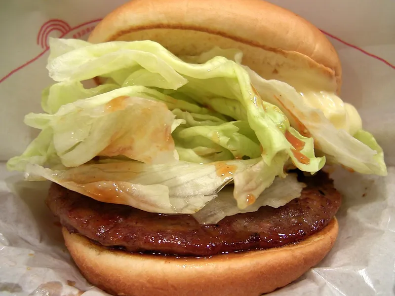MOS Burger teriyaki burger with crisp lettuce, a teriyaki-glazed patty and mayo in a soft bun, the original behind this recipe