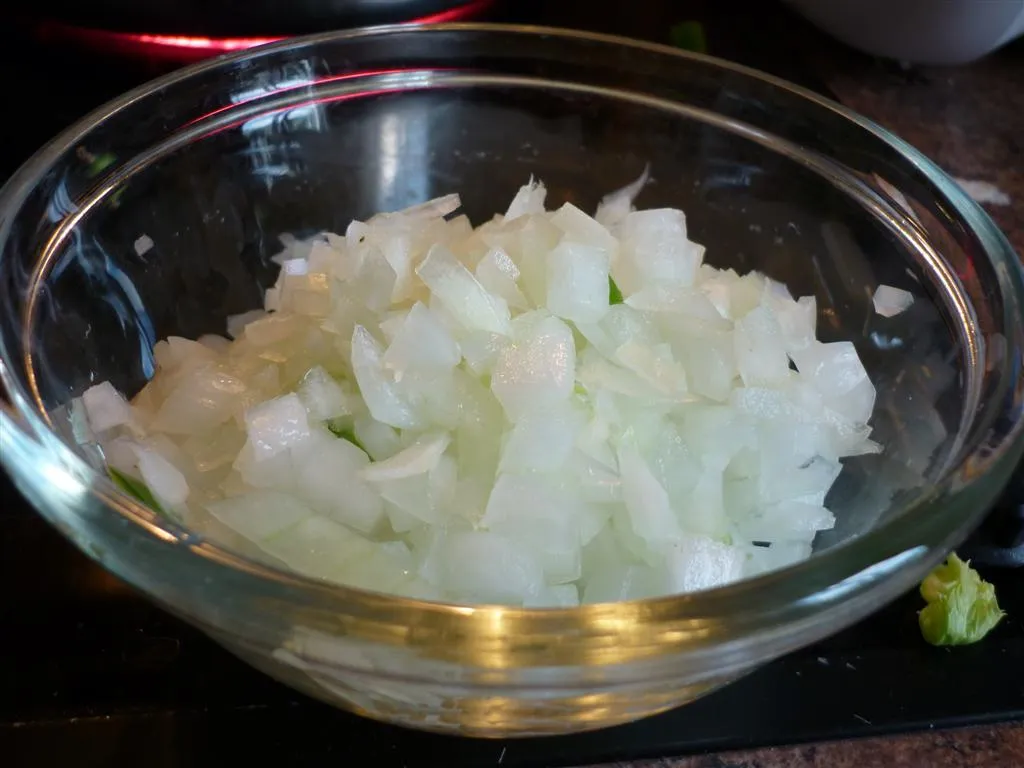 Finely diced white onion for a homemade Whataburger, about 3 tablespoons for 2 burgers