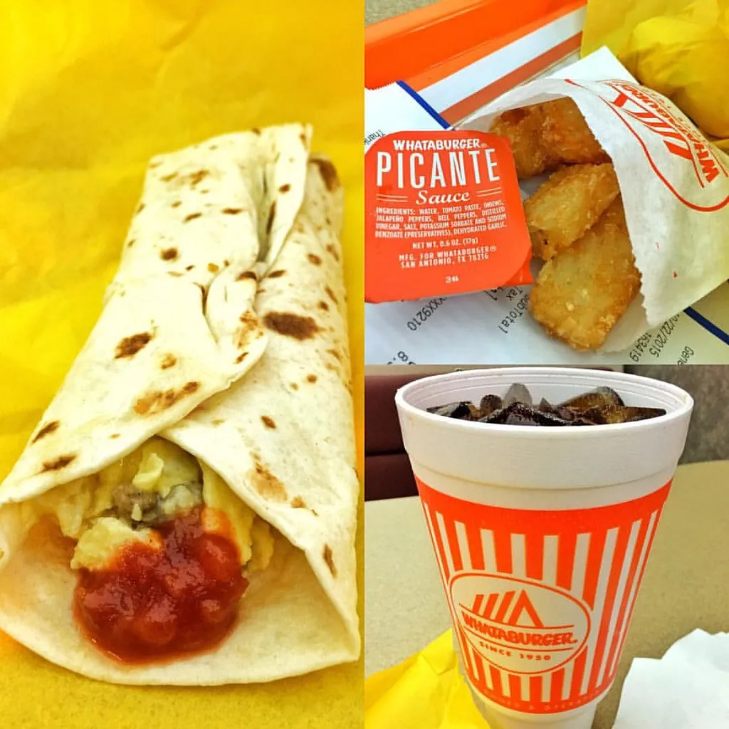 Petit-déjeuner Whataburger : taquito saucisse-fromage et Dr Pepper