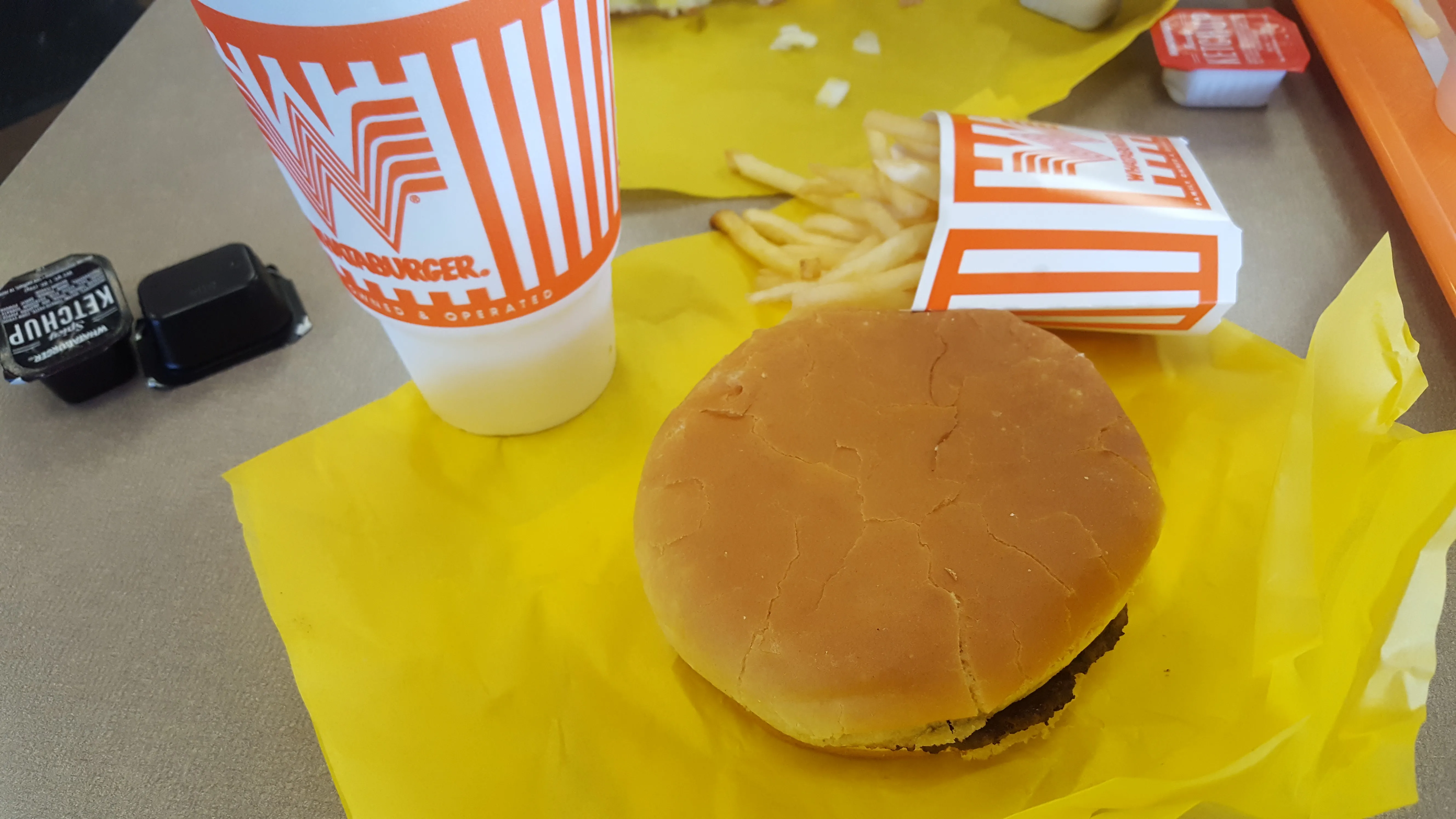 Whataburger meal with the classic burger, fries and a fountain drink