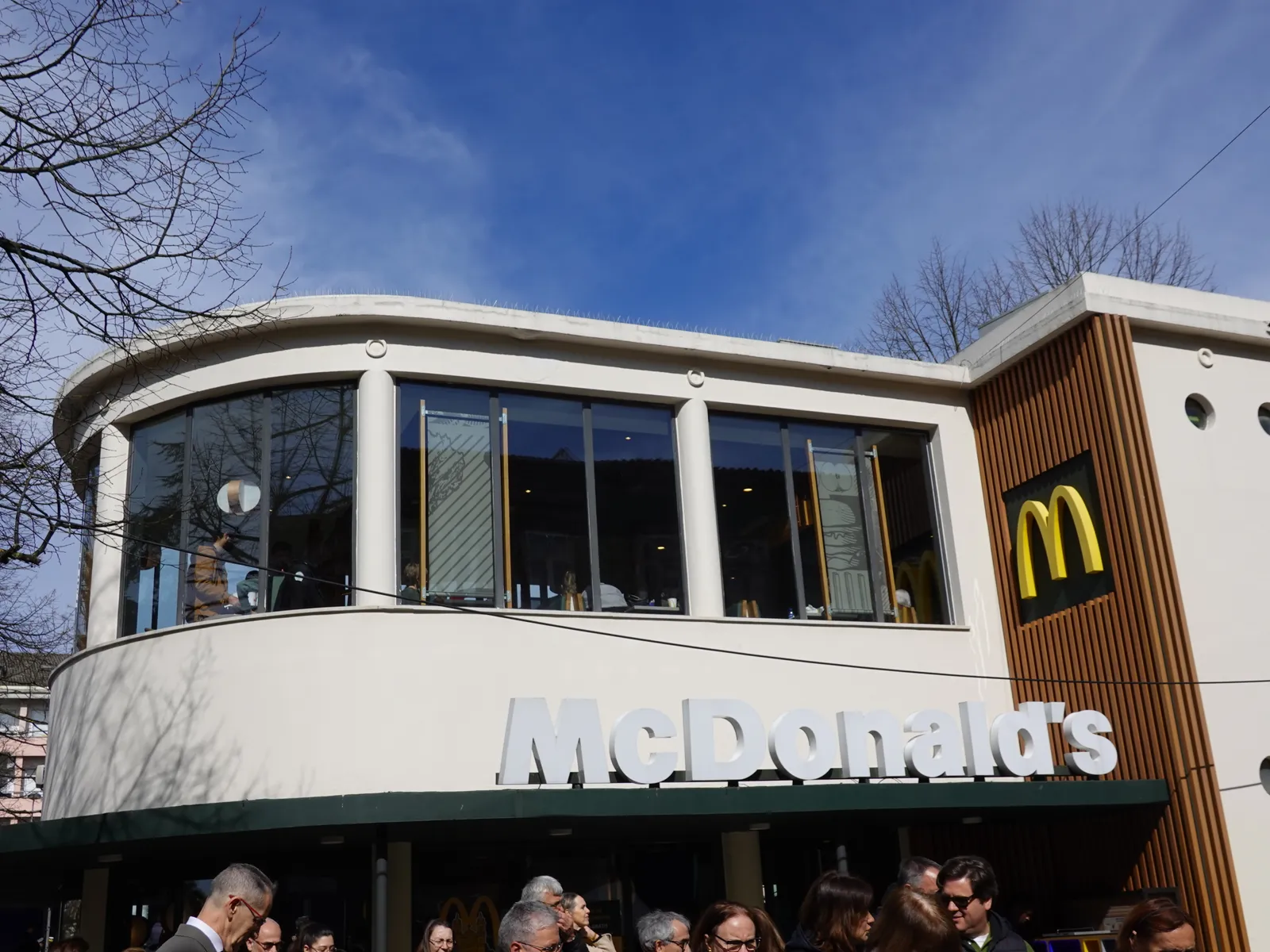 McDonald's Braga Centro restaurant facade on Avenida Central in Braga's historic centre, the city's first McDonald's
