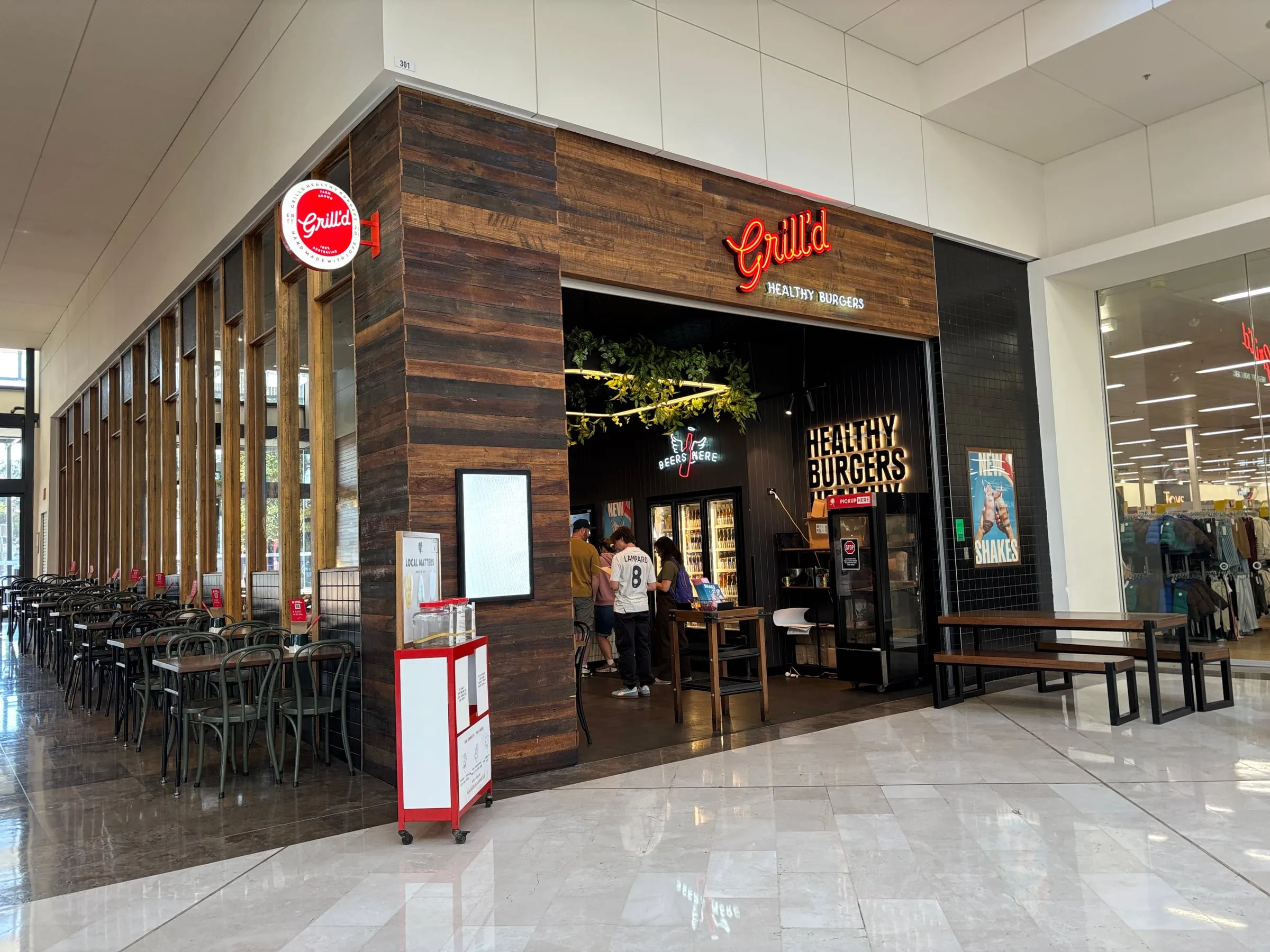 Façade du restaurant Grill’d Belconnen au niveau 3 du Westfield Belconnen à Canberra