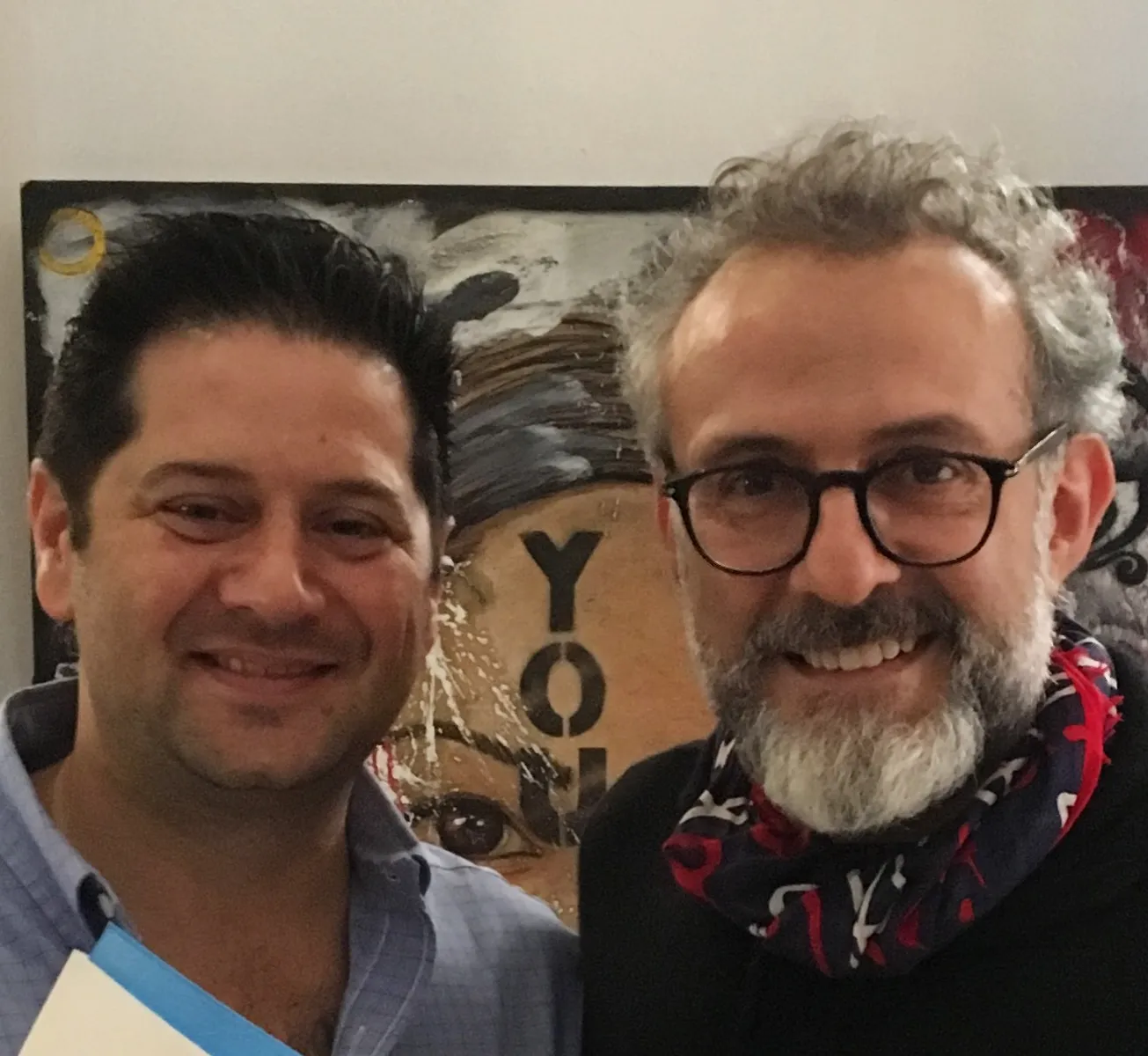 K'u'uk Mérida co-founder Eduardo Rukos with chef Massimo Bottura inside the Yucatecan fine-dining restaurant, 2018