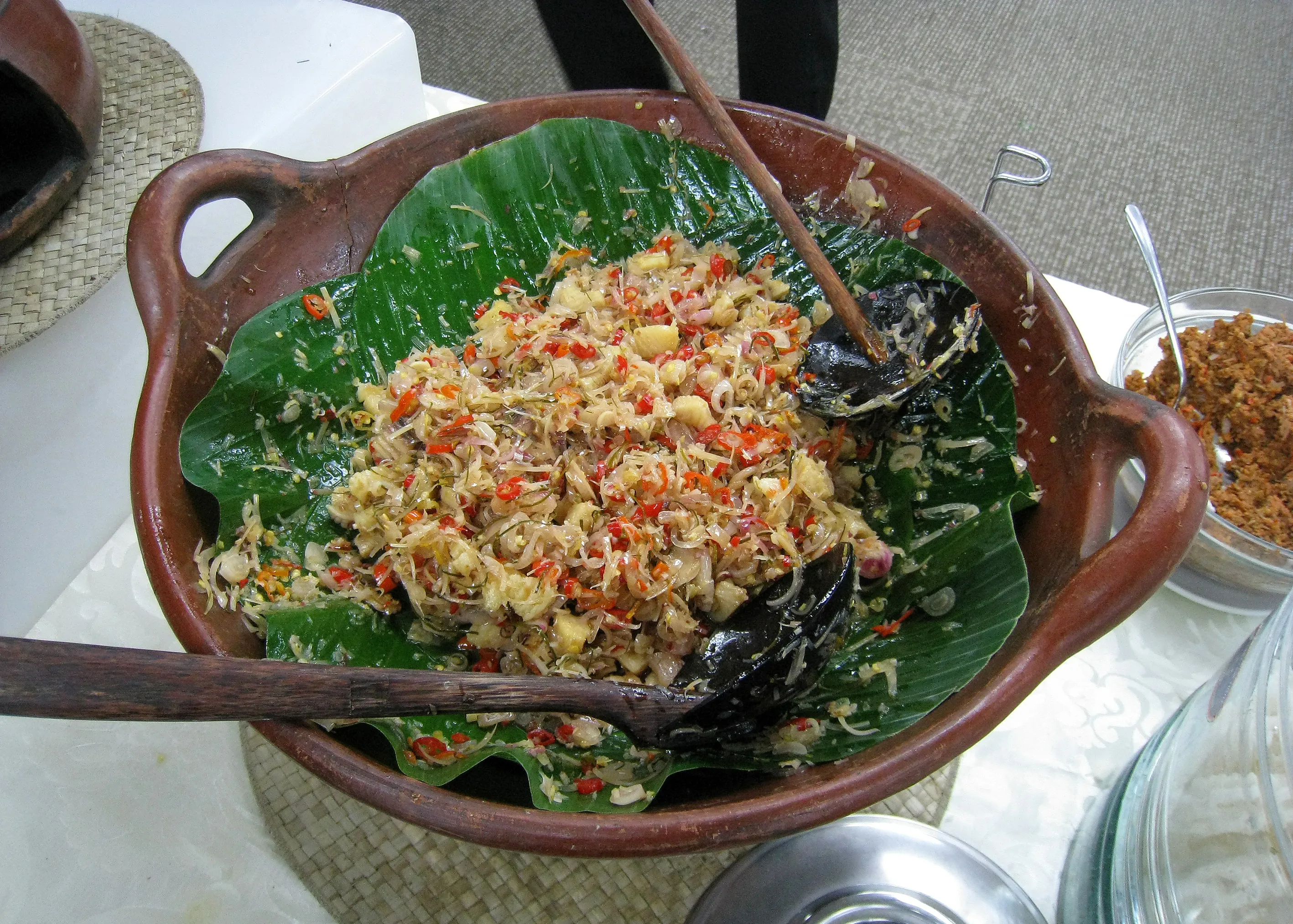 Sambal matah, the raw Balinese shallot and chilli relish served with Kandi Burger burgers in Denpasar