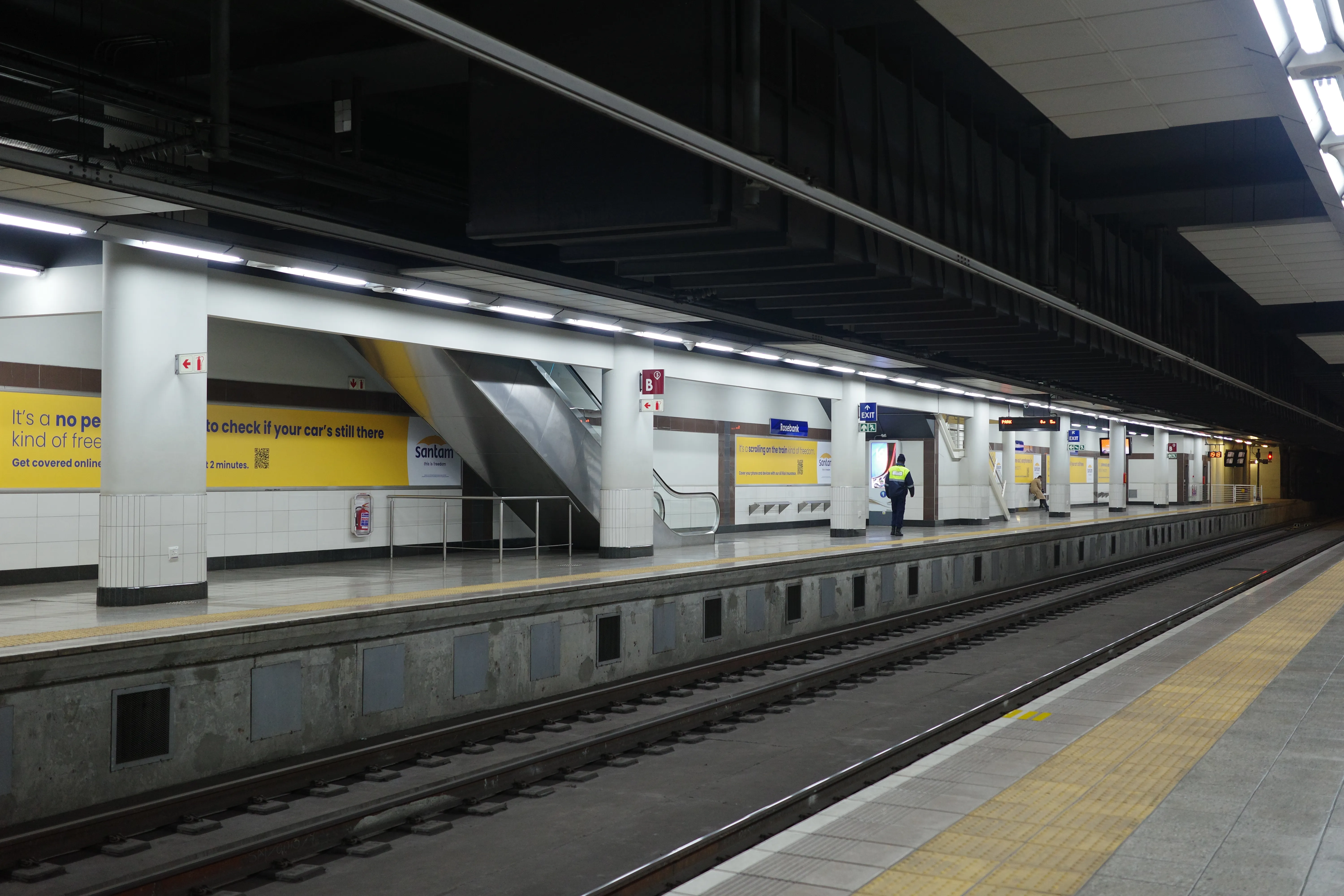 Platforms of the Rosebank Gautrain station in Johannesburg, the closest train stop to RocoMamas Rosebank
