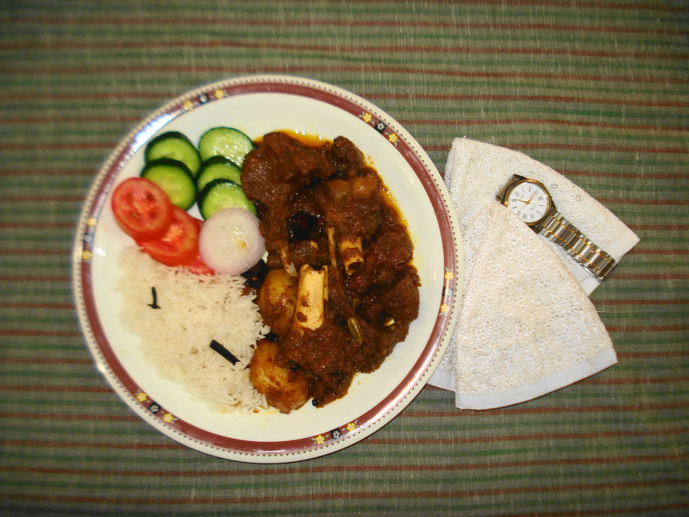 Kosha mangsho, slow-cooked dry Bengali mutton curry, a dish on the 6 Ballygunge Place menu