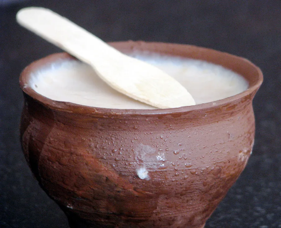 Mishti doi, sweet Bengali set yogurt in an earthen pot, a classic dessert at 6 Ballygunge Place Kolkata