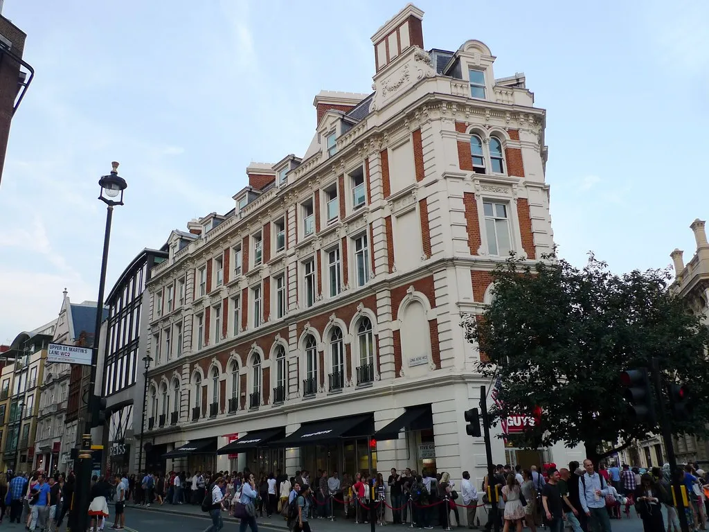 Queue outside Five Guys Covent Garden on Long Acre in July 2013, the second day of the first UK Five Guys