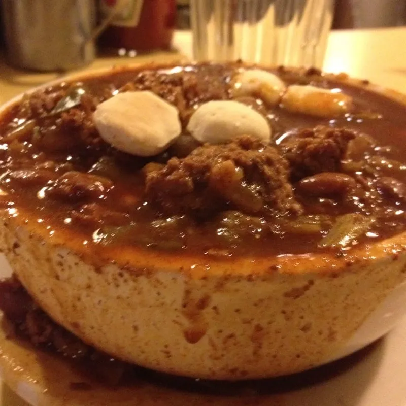 Bowl of chili served at the Solly’s Grille lunch counter in Glendale, just north of Milwaukee