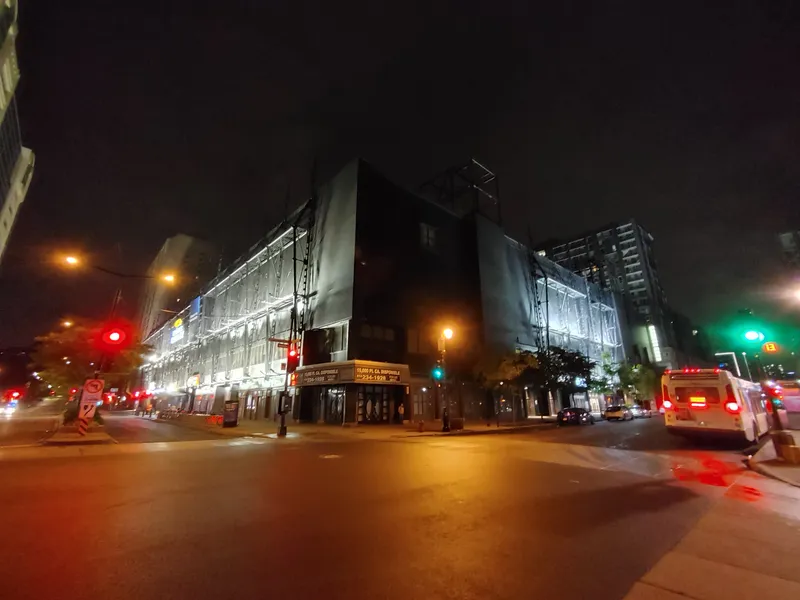 The old Montreal Forum at Sainte-Catherine Street West and Atwater Avenue, home of the downtown A&W Montreal at 2313 Sainte-Catherine West