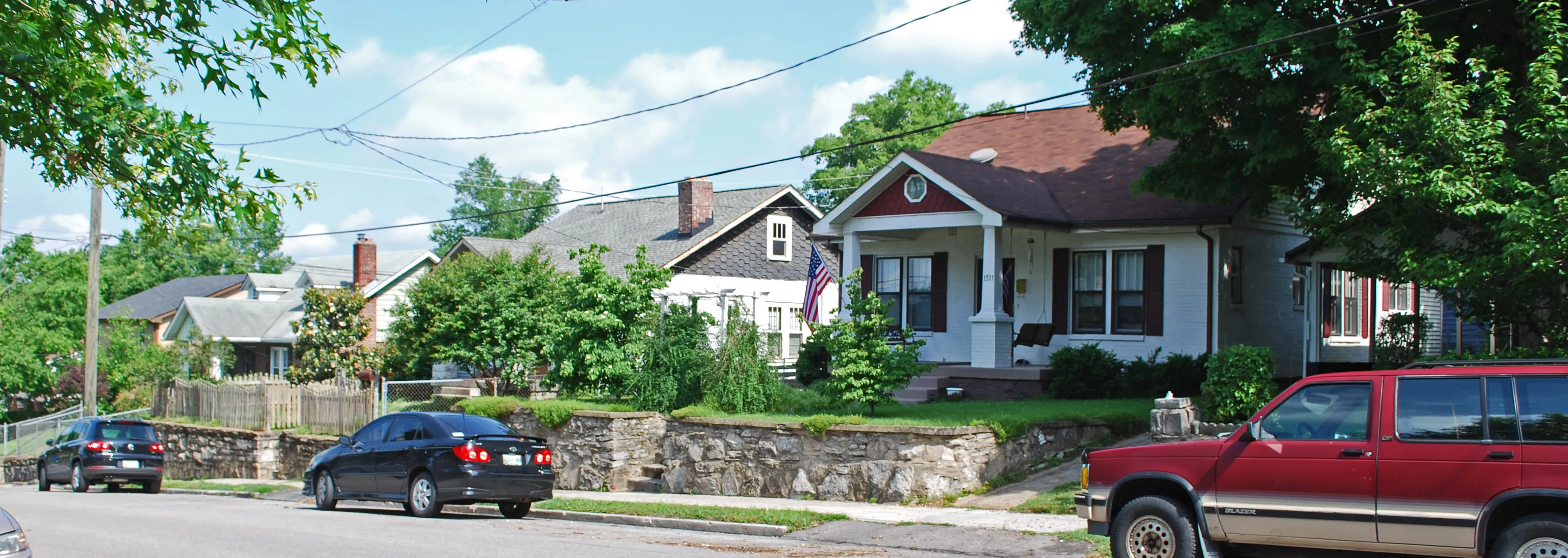 Bungalows and stone retaining walls in the East Nashville Historic District, where Joyland opened its first burger counter in 2020
