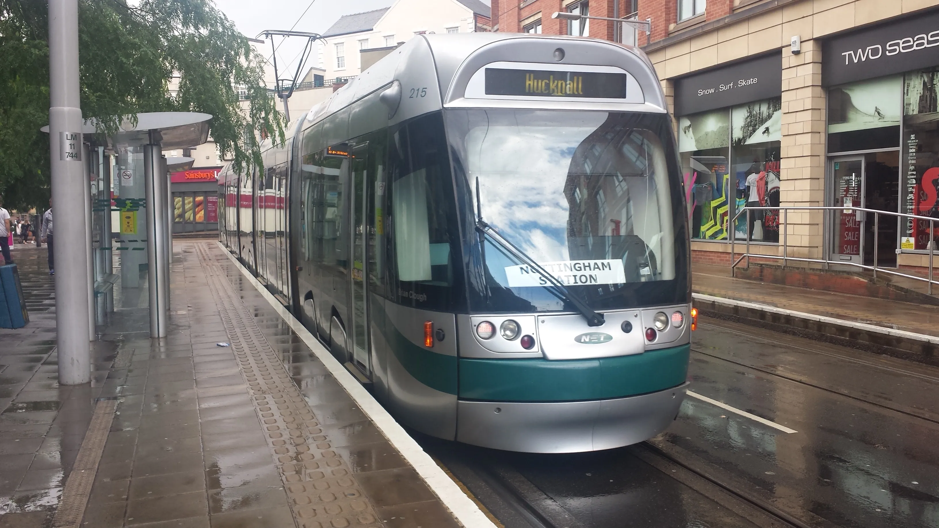 NET tram at the Lace Market tram stop in Nottingham, the closest stop to Baresca on Byard Lane