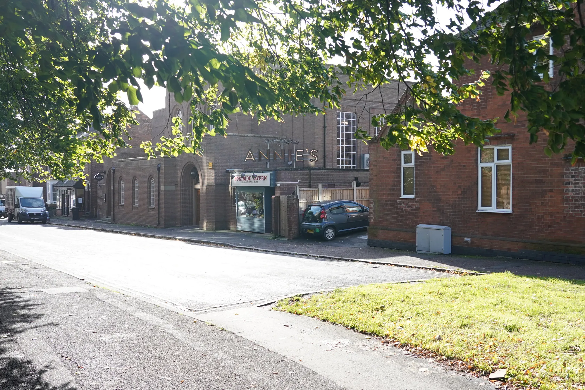 Exterior of the former Annie’s Burger Shack in Derby, a former Christian Science church