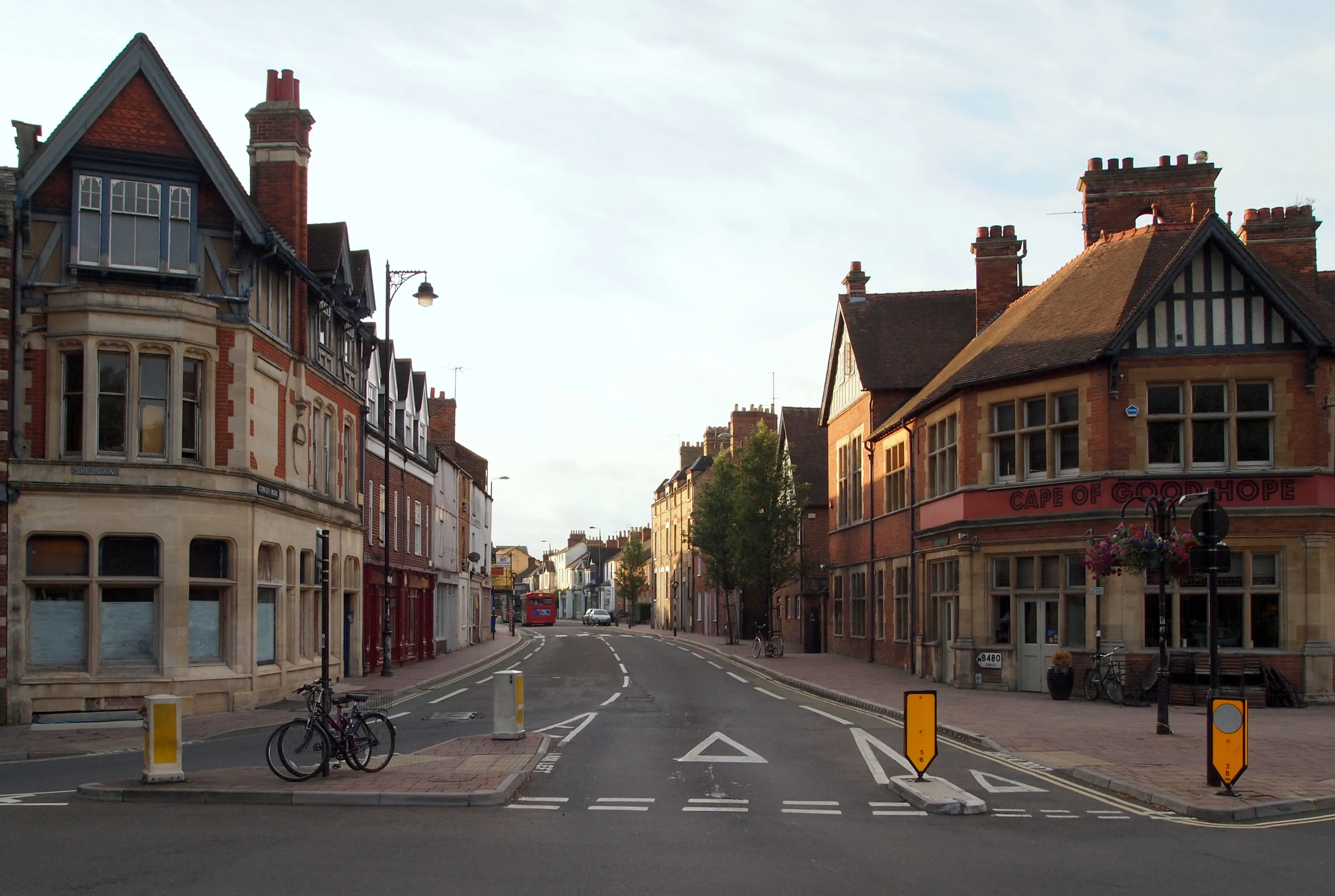 Shops on Cowley Road, Oxford, the street of Atomic Burger
