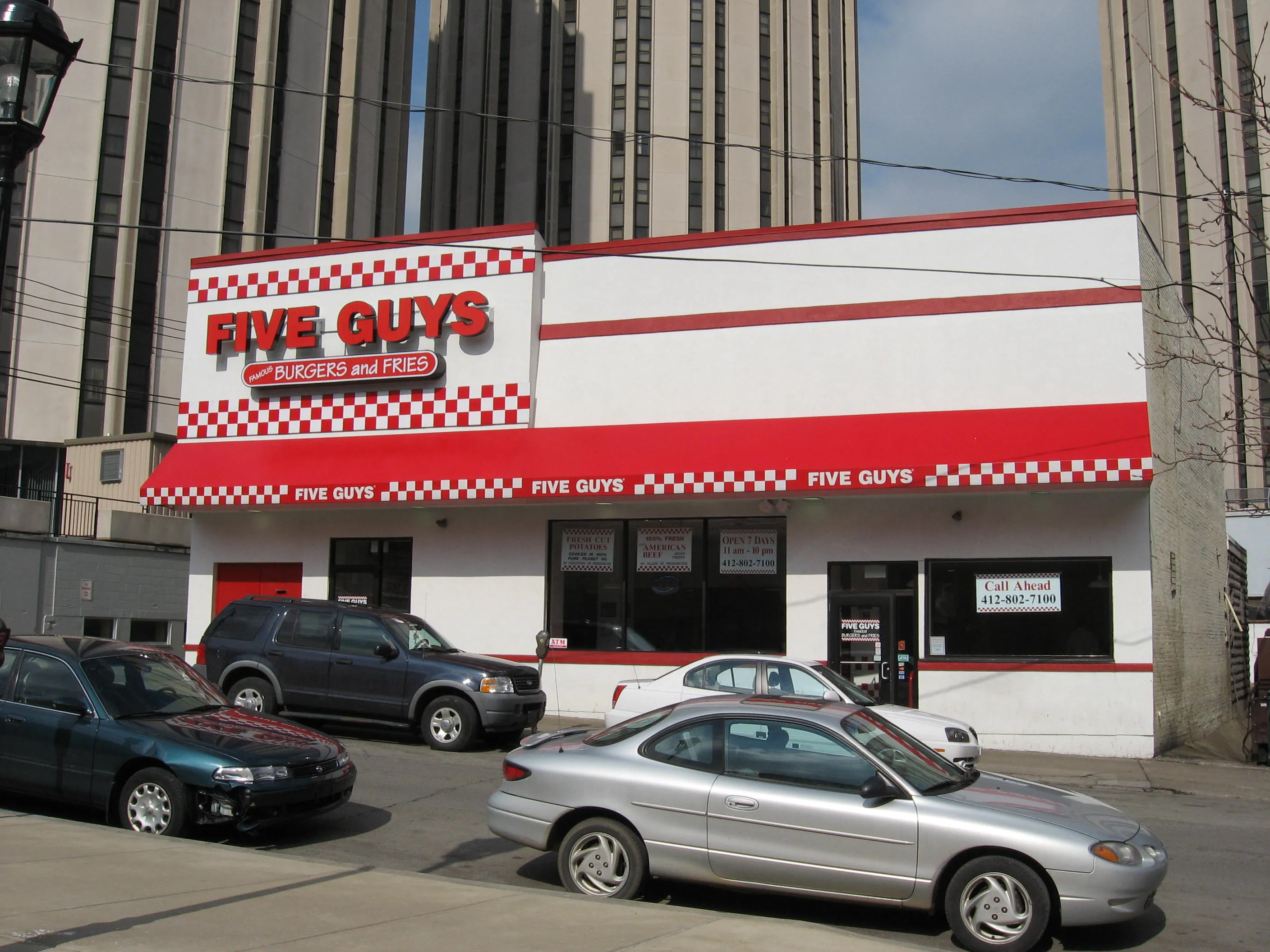 Five Guys Oakland restaurant at 117 S. Bouquet St. in Pittsburgh, near Pitt and CMU