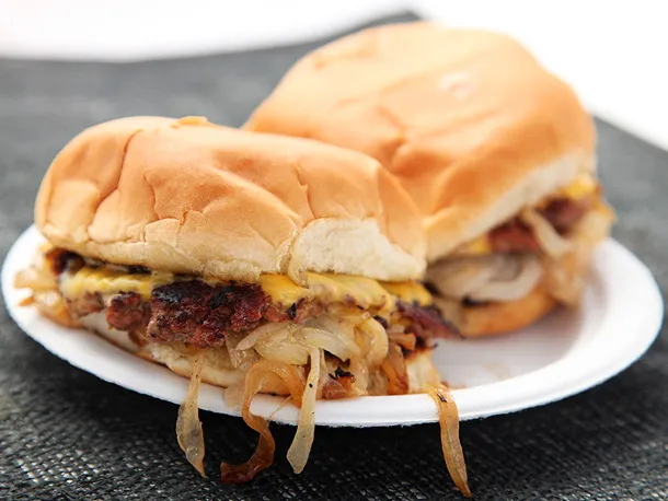 Oklahoma onion burger with thin onions smashed into the beef patty, the style behind Capital Craft’s The Oklahoma