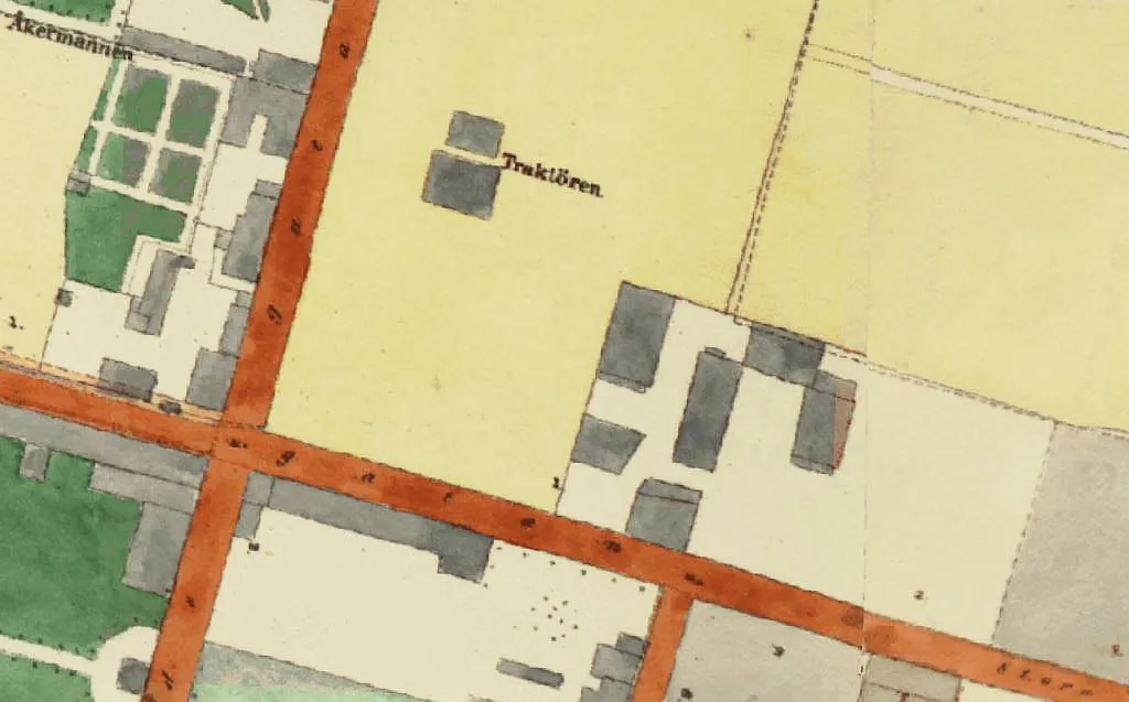 Plan de Stockholm de 1863 avec l’auberge d’origine de Mäster Anders dans le pâté de maisons Traktören, à Kungsholmen