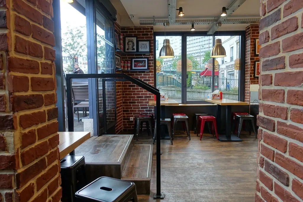 A 231 East Street gourmet burger franchise restaurant in Montparnasse, Paris, in 2017