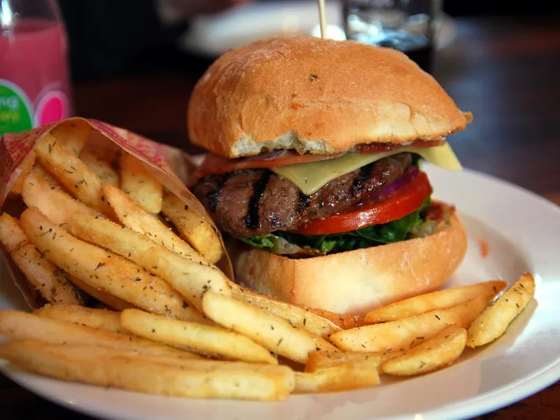 Grill'd Crispy Bacon & Cheese burger with fries, from the national menu served at all Grill'd Sydney restaurants