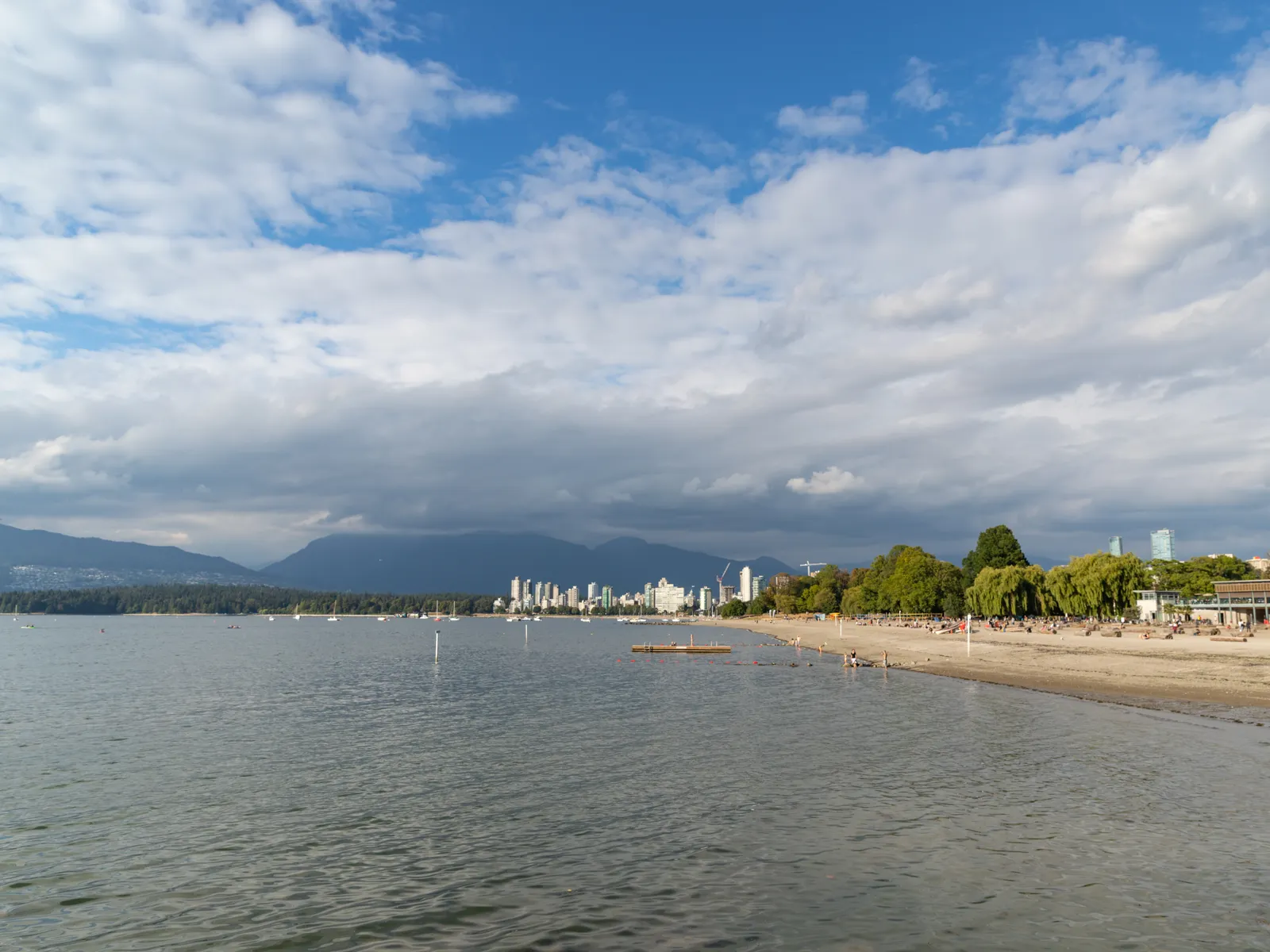 Aerial view of Kitsilano Beach Park in Vancouver, a short walk from AnnaLena, the two-Michelin-star restaurant of chef Michael Robbins in Kitsilano